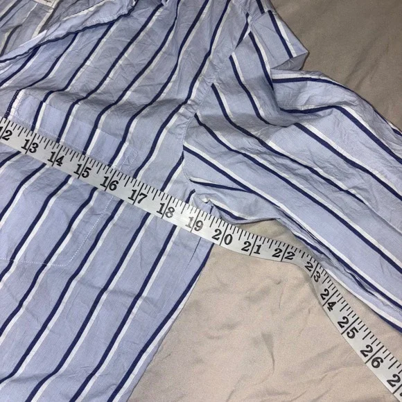 FRANK & EILEEN Joedy Button Down Women XS Blue Striped Cotton Woven In Italy - Picture 10 of 12